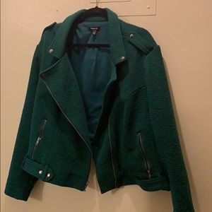 Forrest green / emerald green crop biker jacket